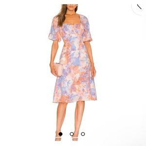 BCBG Open Back Midi Dress Abstract Tie Dye